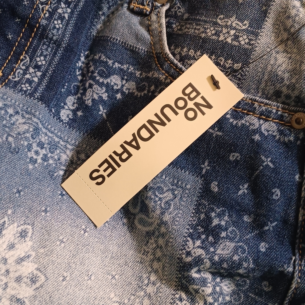 No Boundaries Denim Blue Patchwork Mini Skirt - Picture 2 of 3